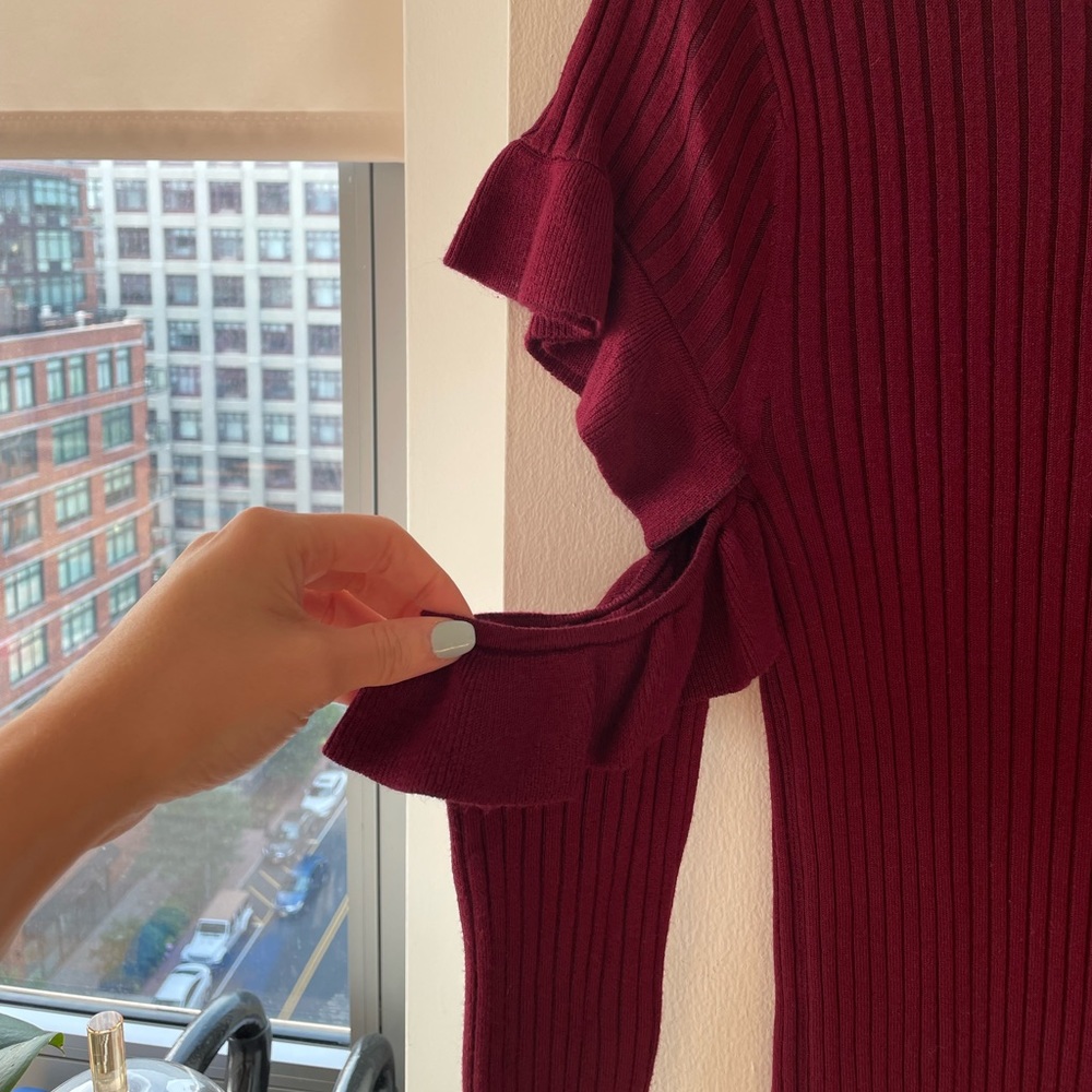 ASOS maroon sweater dress w/ cut out sleeves - Picture 3 of 6